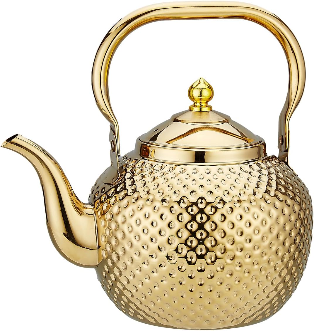 Gold Stainless Steel Tea Teapot with Infuser – 1500 mL Classic Kettle
