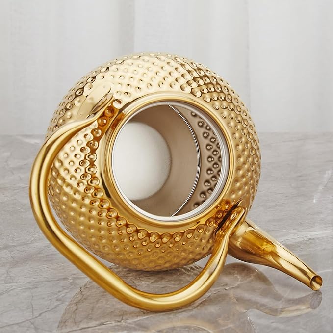 Gold Stainless Steel Tea Teapot with Infuser – 1500 mL Classic Kettle