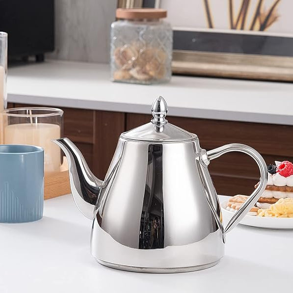 Silver Stainless Steel Tea Teapot with Infuser – 1500 mL Classic Kettle