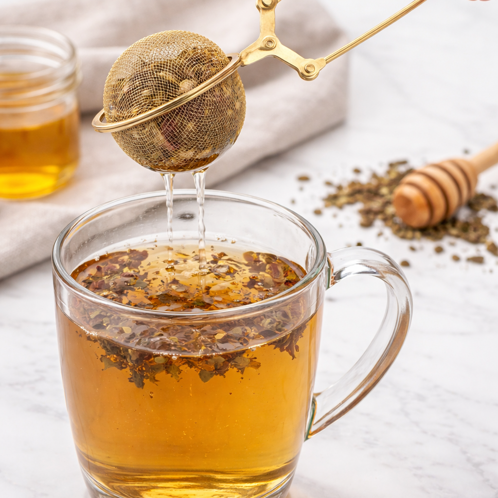 Gold Stainless Steel Mesh Snap Tea Ball Strainer