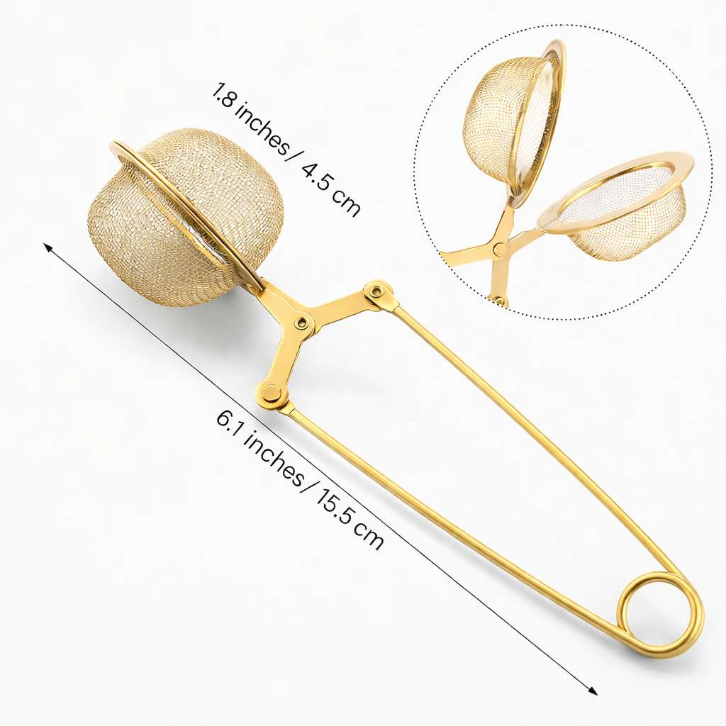 Gold Stainless Steel Mesh Snap Tea Ball Strainer