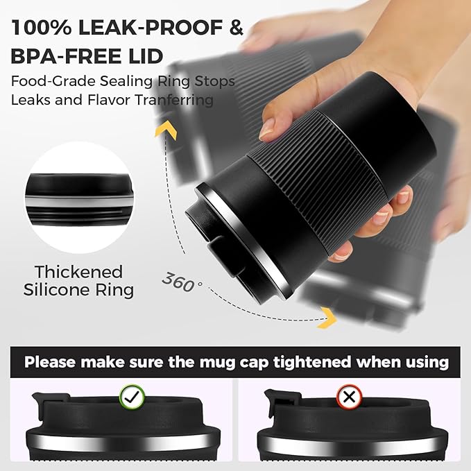 Stainless Steel 13 oz Insulated Travel Mug with Flip Lid