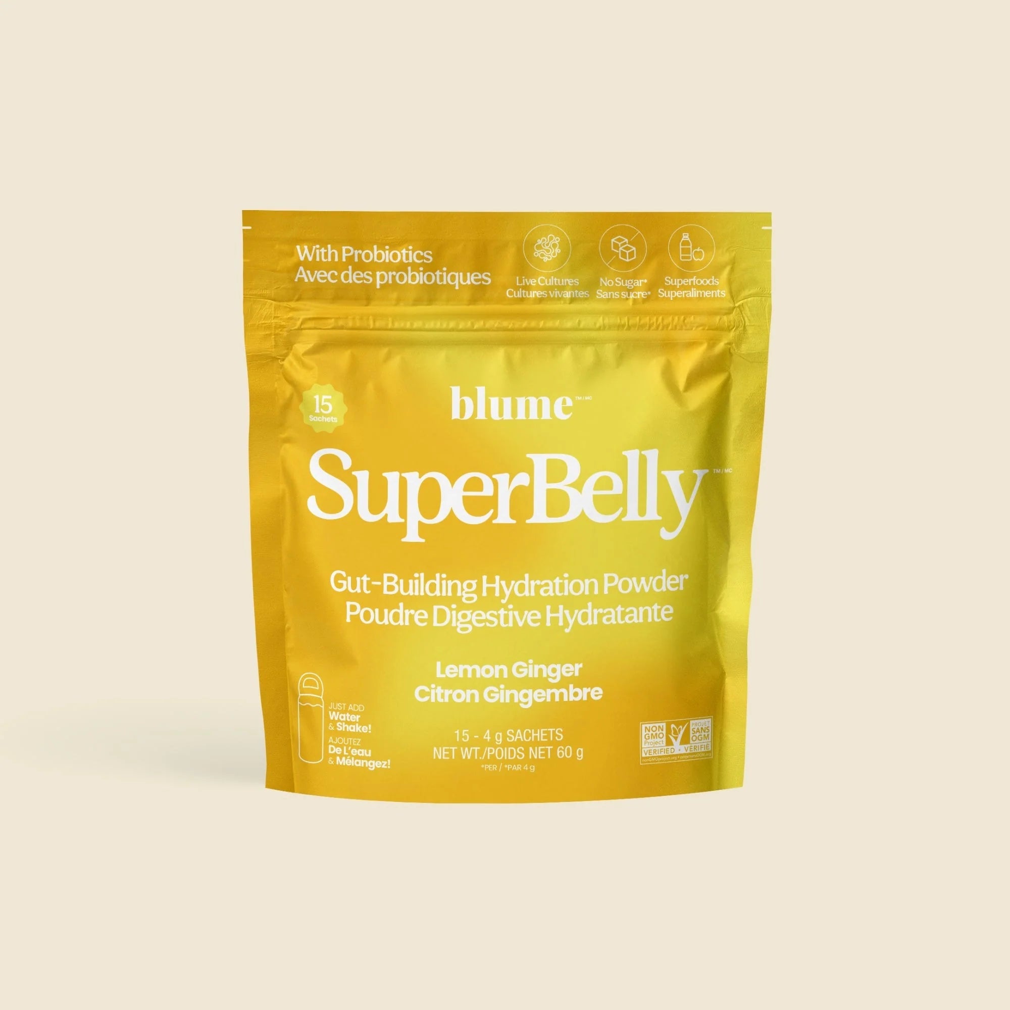 Blume SuperBelly Lemon Ginger Gut Support Hydration Powder
