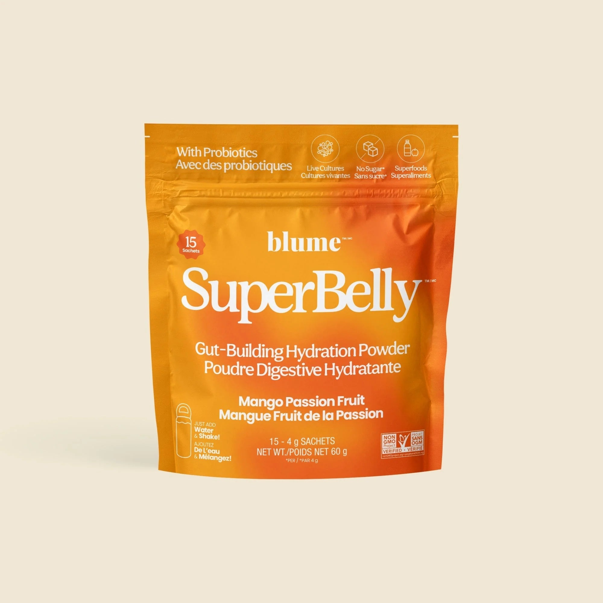 Blume SuperBelly Mango Passionfruit Gut Support Hydration Powder