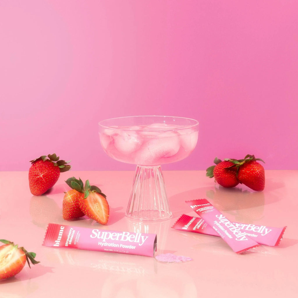 Blume SuperBelly Strawberry Hibiscus Gut Support Hydration Powder