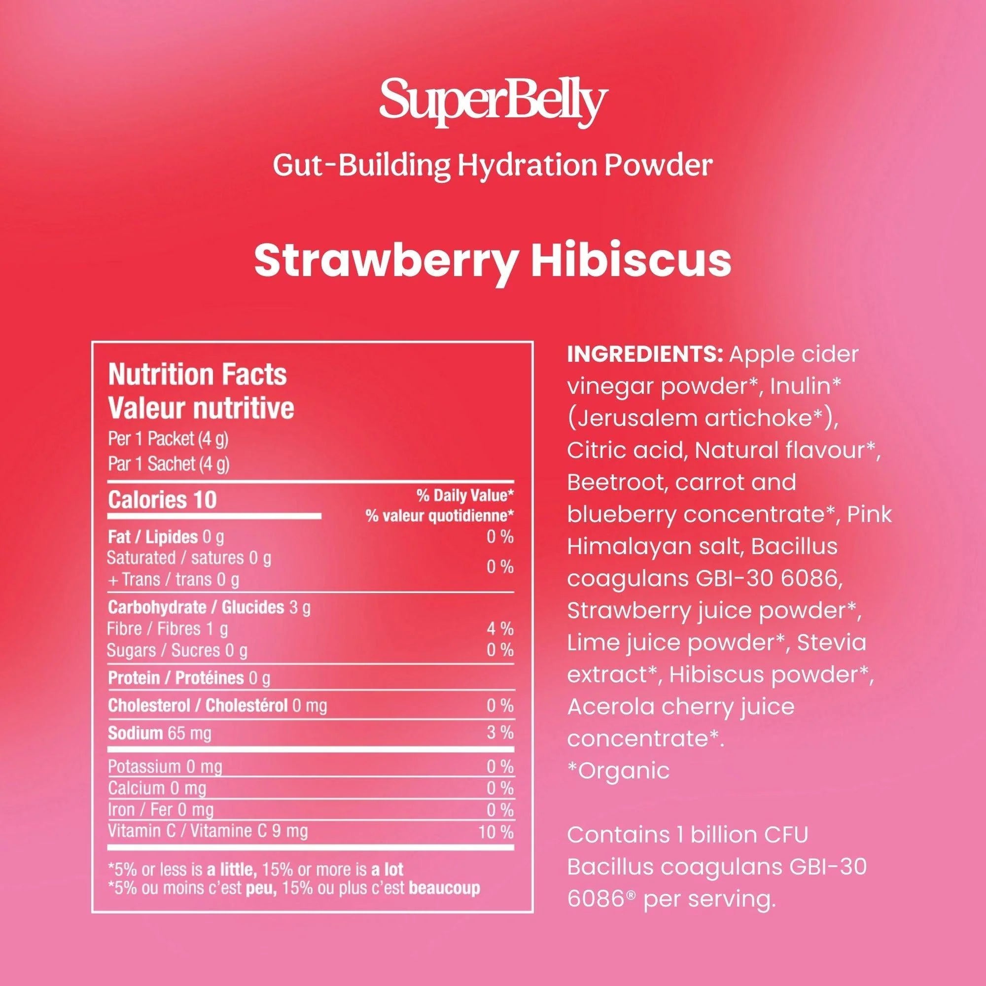 Blume SuperBelly Strawberry Hibiscus Gut Support Hydration Powder
